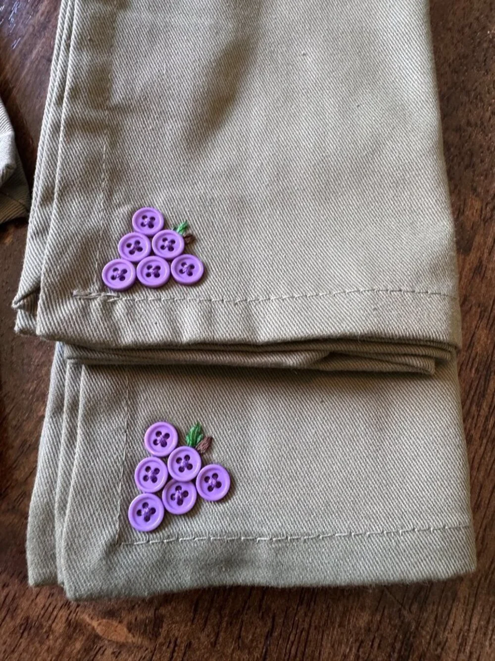 Custom Upcycled Napkin Set Fruit Button Embroidered Food Network Cloth Napkins